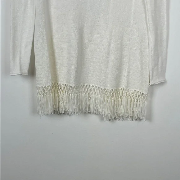 Lilly Pulitzer Tatum Long Sleeve White Women's XS Cardigan Sweater with Fringe - Picture 6 of 9